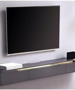 Générique Meuble TV Flottant, unité TV Flottante, Console TV Murale, étagère multimédia de Divertissement Moderne, Meuble TV avec Rangement, Table TV pour Chambre (Gris, 120 x 24 x 20 cm)