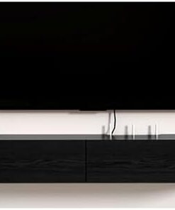 Meuble TV flottant en bois, centre de divertissement mural avec tiroirs de rangement et porte, meuble TV moderne, étagères TV pour sous TV, console multimédia pour la maison, entièrement ass