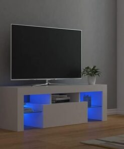 Générique Meuble TV avec éclairage LED Blanc 120x35x40 cm, Meuble TV, Meuble TV, Meuble de Salon, Buffets pour Salon, Table TV, Meuble TV - 804346