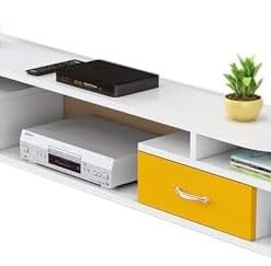 Générique Meuble TV Flottant, Console multimédia Murale avec tiroir, Meuble TV Flottant, Console de Divertissement, étagère de Rangement pour Lecteur DVD, étagère vidéo (Blanc)