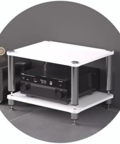Étagère AV avec Pieds amortisseurs - Support HiFi à 4 Niveaux pour Composants Audio/vidéo, Support pour Tourne-Disque et Meuble - Support HiFi