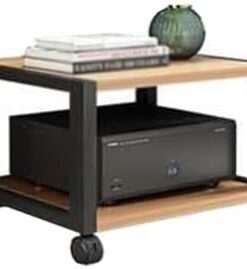 Support de tourne-disque, meuble de rangement stéréo, étagère pour console multimédia, petit centre de divertissement, support multimédia, étagère de jeu, tour de support audio avec étagères