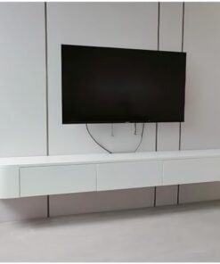 Générique Meuble TV Suspendu, Console multimédia de Divertissement de Salon Moderne, Meuble TV Mural, Grand Banc de Rangement TV, pour Salon et Bureau, avec tiroirs et Rangement (Blanc, 140 cm)