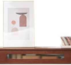 Meuble TV Flottant avec 3 tiroirs Centre de Divertissement Mural Moderne pour Salon Bureau Théâtre Console multimédia de Luxe légère avec Espace de Rangement adéquat (Noyer + Acrylique)