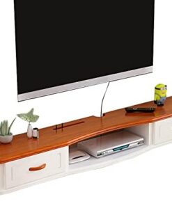 Meuble TV flottant mural, étagère de rangement, composant d'armoire de centre de divertissement, avec 2 tiroirs, pour console audio/vidéo, décodeur, routeur (couleur : A, taille : 160 x 24 x