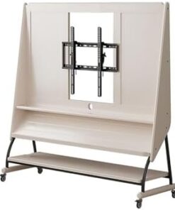 Meuble TV Moderne en Bois Massif pour téléviseurs jusqu'à 50 Pouces, Meuble de Rangement au Sol avec 2 Niveaux pour Salon et Chambre (Blanc)