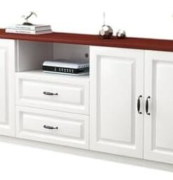 Générique Meuble TV en Bois Massif, Meuble TV Moderne et Simple, pour Salon, Chambre à Coucher, Rangement européen, Meuble Haut Multifonctionnel, A-140cm