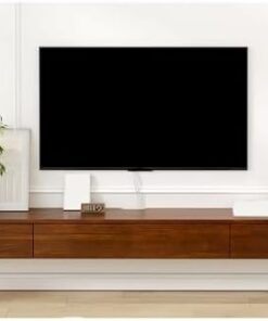 Générique Meuble de Rangement Mural pour TV, étagère TV en Bois Massif avec tiroirs, Centre de Divertissement à Domicile Moderne, Console multimédia Flottante avec Dos Creux, Table de Support TV pour