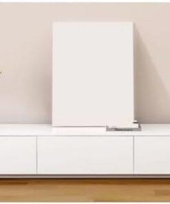 Meuble TV en Bois avec Rangement et Dos Creux, Meuble TV sur Pied, Centre de Divertissement Moderne, Supports de télévision Blancs, Table TV Console multimédia pour Salon, Chambre (180x30x28