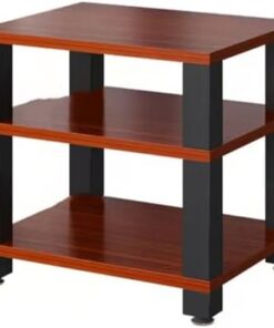 Étagère de Rangement Ouverte multifonctionnelle pour Composants Audio et vidéo, 1, 2, 3 ou 4 Niveaux (Teck, 3 Niveaux)