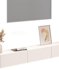 Générique Meuble TV Flottant à Fixation Murale, Supports TV en Bois pour Salon, Centre de Divertissement, Meuble TV, Console TV Flottante (Couleur : Bianco, Taille : 140 cm/55 Pouces)
