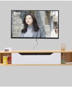 Meuble de Divertissement Mural, Meuble TV Flottant, Meuble TV avec tiroirs et armoires pour Chambre à Coucher, Salon (Couleur : Couleur bûche, Taille : 130 cm)
