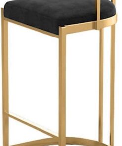 Tabouret de Bar en Peluche, Tabouret de Bar Industriel Moderne en Velours avec Dossier et Repose-Pieds, Hauteur de comptoir, tabourets de Bar pour îlot de Cuisine, intérieur et extérieur, su