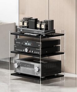 Support multimédia Étagère de Jeu Armoires de Rack Audio vidéo Hautes Support stéréo de Divertissement Tour multimédia Support multimédia AV Étagère d'angle pour Salon Salle de Jeux Studio d