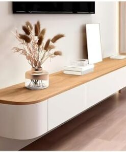 Meuble TV Flottant, unité TV Flottante, étagère de Console multimédia Murale Moderne pour sous la télévision, Table de Meuble TV de Rangement en Bois pour Salon, Chambre à Coucher (140x24x20