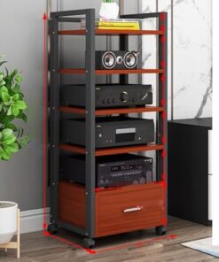 Support d'imprimante avec tiroir et roulettes Support multimédia Audio vidéo à 3 Niveaux pour Composants stéréo de Divertissement à Domicile