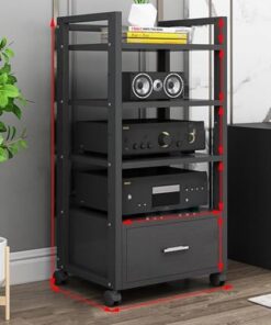 Support d'imprimante à 3 Niveaux avec tiroir et roulettes Support multimédia Audio vidéo pour Composants stéréo de Divertissement à Domicile