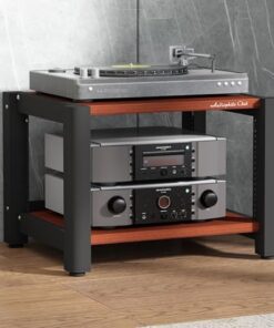 Étagère stéréo Robuste 2/3/4/5 Niveaux, Rangement pour Le Bureau à Domicile, pour amplificateurs HiFi, Meuble Audio avec Pieds antidérapants, Teck (2 Niveaux)