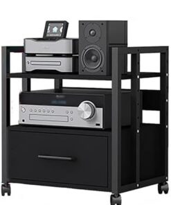 Support de composants audio en métal, étagère pour équipement stéréo multimédia pour la maison, le bureau, la chambre à coucher, étagère de support de composants audio robuste et autonome (c
