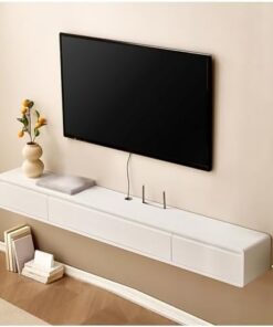 Meuble TV flottant, meuble TV mural, console multimédia de centre de divertissement moderne, meuble de rangement sous TV, longue table de banc TV, étagères TV pour salon, chambre à coucher (