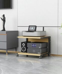 Support multimédia Mobile à 2 Niveaux, étagère de Rangement Ouverte Multifonction pour Lecteur/boîtier TV/Consoles de Jeu/Accessoires TV, Armoire pour Composants Audio/vidéo stéréo