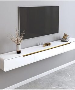 Générique Meuble TV Flottant, Console multimédia Murale, Meuble TV, Grand Meuble de Rangement pour Salon, avec Porte 3 tiroirs (Couleur : Blanc, Taille : 120 cm)