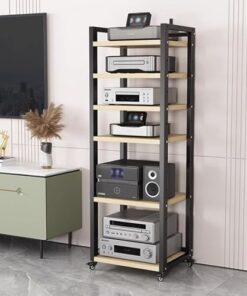 Générique Support d'affichage Audio Multicouche, étagères de Rangement pour récepteur AV, Lecteur DVD, Armoire pour Composants TV, ampli, Jeu, Support de Haut-Parleur sur Pied avec roulettes, Support