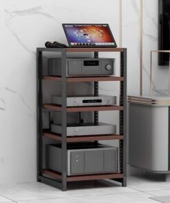 Support multimédia multicouche, étagère audio-vidéo, support stéréo à 3/4/5/6 niveaux, cadre en métal renforcé pour support audio, armoire stéréo ouverte, pour studio de salon, bureau à domi