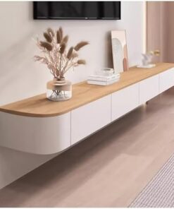 Meuble TV Suspendu, Support TV Flottant, Meuble TV Mural, Console multimédia de Divertissement avec Porte pour clapier de Rangement sous Le téléviseur - Étagères flottantes