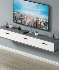 Générique Meuble TV Flottant Moderne, Console multimédia Murale, étagère TV avec Rangement, Meuble TV élégant pour Salon ou Chambre (Gris, 100 x 22 x 23 cm)