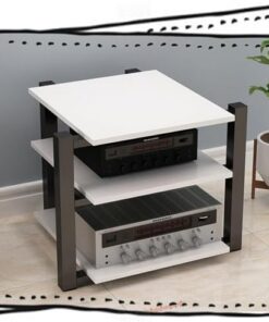 Meuble multimédia AV, Tour de Rack Audio, Rack d'amplificateur HiFi, étagère Audio-vidéo, Meuble de Rangement Ouvert pour Composants stéréo de Divertissement (Blanc, 3 Niveaux)