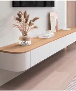 Générique Meuble TV, Support TV Flottant, Meuble TV Mural avec Porte et tiroir, étagères flottantes, Console multimédia de Divertissement, Grand Banc de Rangement TV pour Salon et Bureau (C, 180 x 24