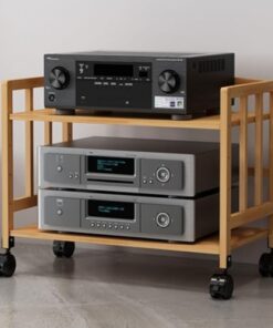 Meuble Audio HiFi en Bois avec roulettes pour Enceintes, lecteurs DVD et Supports multimédias, 50, 55, 60, 70, 80 cm de Long (2 Niveaux, 53 cm de Haut, 70 cm de Large)