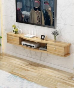 Meuble TV flottant en bois, console TV moderne, étagère audio/vidéo murale à usage domestique, console TV flottante simple avec rangement, meuble TV de centre de divertissement flottant, sal