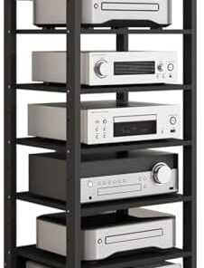 Générique Meuble multimédia, Support multimédia d'angle, Support de Lecteur DVD Mobile Noir, étagère de Meuble de Jeu vidéo de Divertissement, pour la Maison (7 étages)
