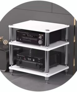 Étagère AV avec Pieds amortisseurs - Support HiFi à 4 Niveaux pour Composants Audio/vidéo, Support pour Tourne-Disque et Meuble - Support HiFi