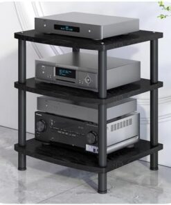 Support d'imprimante Blanc à 4 Niveaux, étagère de Rangement multimédia pour Salon, Support Audio vidéo en Bois avec Armoire stéréo Ouverte pour Composants multimédias, Option de Couleur NOI