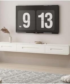 Générique Meuble TV Flottant avec 2 tiroirs, Centre de Divertissement Mural, Console multimédia pour sous-téléviseur pour Salon et Chambre (Couleur : Blanc, Taille : 120 cm)