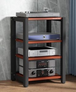 Armoire Rack pour équipement Audio, Support multimédia AV à 5, 4, 3 ou 2 Niveaux, Tour Audio-vidéo avec Pieds antidérapants, Support d'imprimante Vertical (B, Hauteur 85 cm).