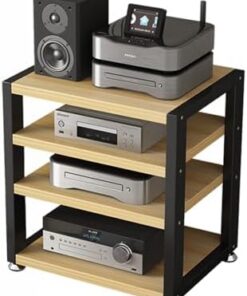Meuble Audio Ouvert à 3/4 Niveaux, Meuble stéréo Multifonction pour la Maison, Le Bureau et Le cinéma. Meuble de Rangement multimédia.