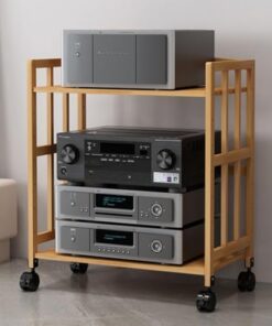 Meuble Audio HiFi en Bois avec roulettes pour Enceintes, lecteurs DVD et Supports multimédias, 50, 55, 60, 70, 80 cm de Long (2 Niveaux, 77 cm de Haut, 60 cm de Large)