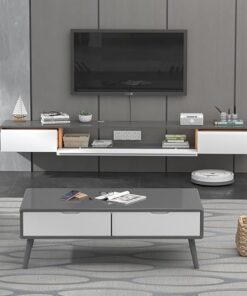 Meuble TV mural, étagères TV flottantes avec porte et tiroirs, centre de divertissement, console multimédia murale avec trou pour câble, clapier de rangement sous TV, plusieurs styles dispon