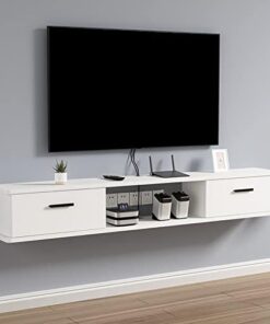 Générique Étagère Murale Meuble TV Flottant Meuble de Divertissement avec Porte et unité de Rangement Console Audio/vidéo Console multimédia, économiseur d'espace (Couleur : C, Taille : 120x23x22cm)
