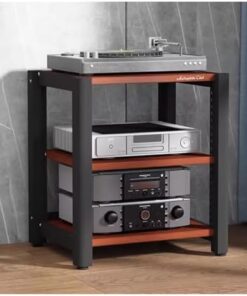 Support multimédia à 3 niveaux pour salon, petite étagère d'angle robuste, support de composants audio vidéo stéréo, lecteur de disques CD DVD, amplificateur de haut-parleur TV, étagères pou
