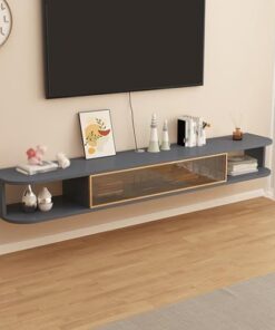 Meuble TV suspendu, support TV flottant, console TV murale, console multimédia, centre de divertissement flottant avec rangement, meuble TV mural, supports TV modernes pour salon. (Gris, 100