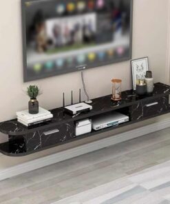 Console multimédia Murale avec étagère de Rangement, étagère Centrale de Divertissement sous la télévision avec tiroirs, Meuble TV Flottant Moderne, étagère Console avec Trou pour câble pour