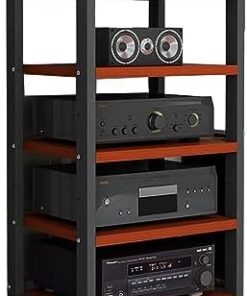 Support multimédia AV à 5 niveaux, meuble d'angle en bois, support audio stéréo, support multimédia multifonctionnel, lecteur CD pour la maison/le bureau (couleur : Style-4, taille : 60 x 40