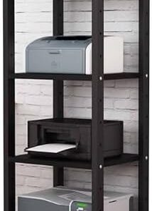 Meuble multimédia AV de 140 cm de haut, étagère stéréo, tour audio, meuble TV d'angle moderne pour salon, jeux et salle d'enregistrement (bois de pamplemousse, 4 niveaux, hauteur 55,1 pouces