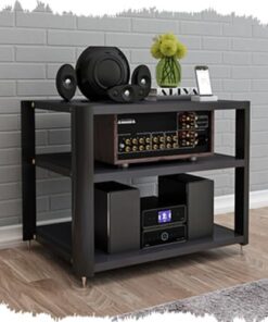 Meuble Audio HiFi à 2, 3 ou 4 Niveaux, Meuble de Rangement multimédia AV, Tour Audio, Support pour Lecteur DVD, étagère en Bois et Cadre en Acier, Meuble pour Composants stéréo