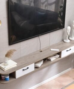 Meuble TV flottant suspendu pour chambre à coucher, meuble TV suspendu en bois, support de divertissement suspendu pour centre multimédia, étagère audio/vidéo étroite, meuble TV flottant mod